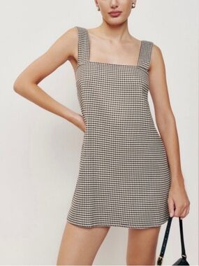 Reformation Hackney Houndstooth Mini Dress